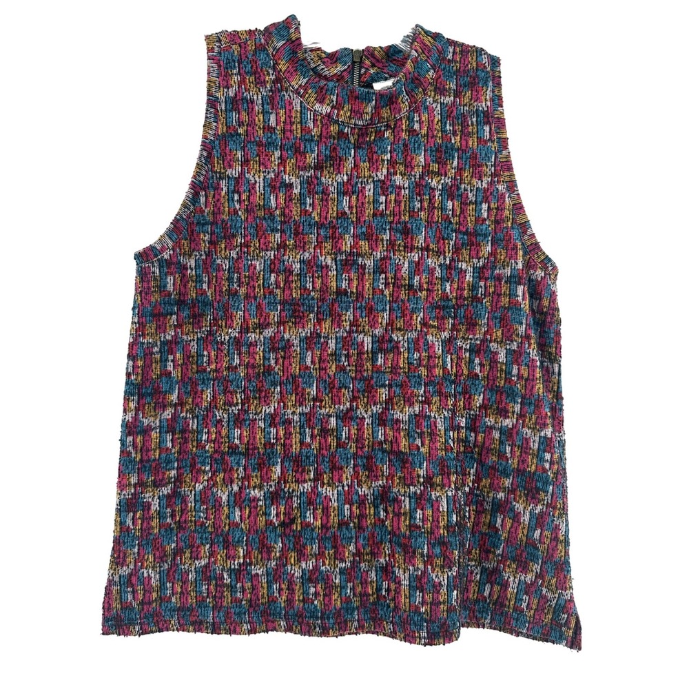 Anthropologie Akemi +‎ Kin Multi Color Geometric Knit Mock Neck Tank Top Large